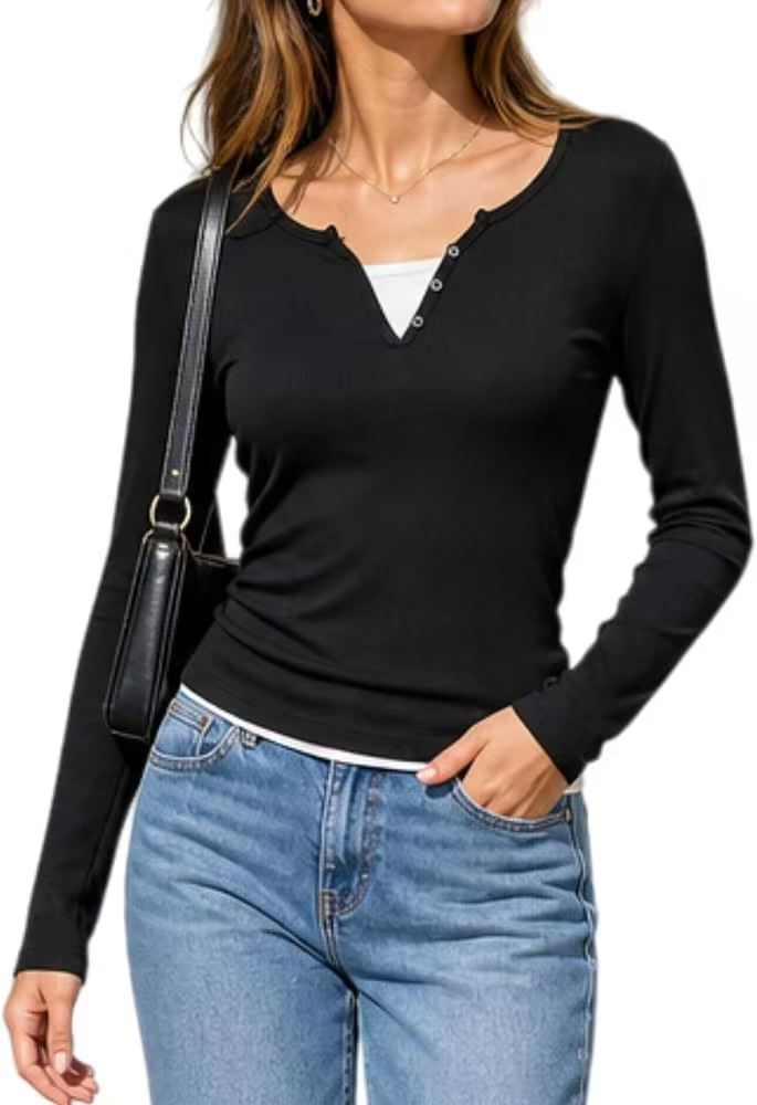 Ribbed Henley T-Shirt