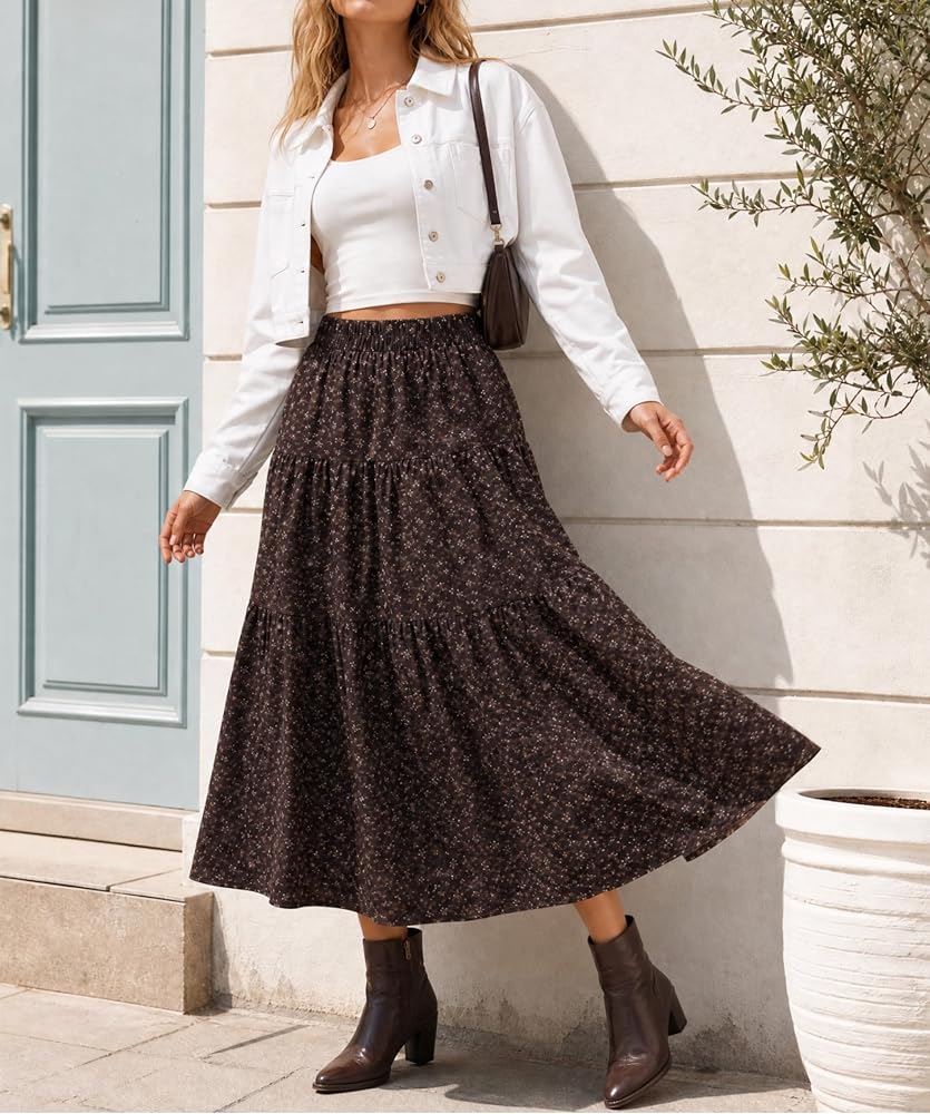 Tiered Floral Long Skirts