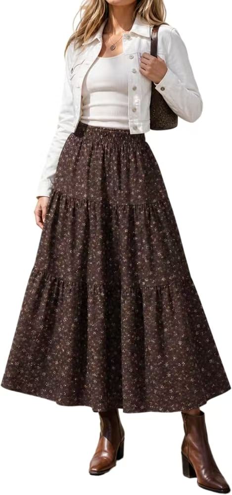 Tiered Floral Long Skirts
