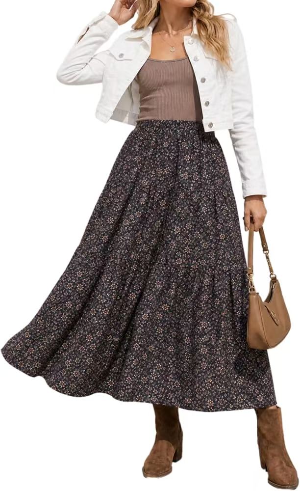 Tiered Floral Long Skirts