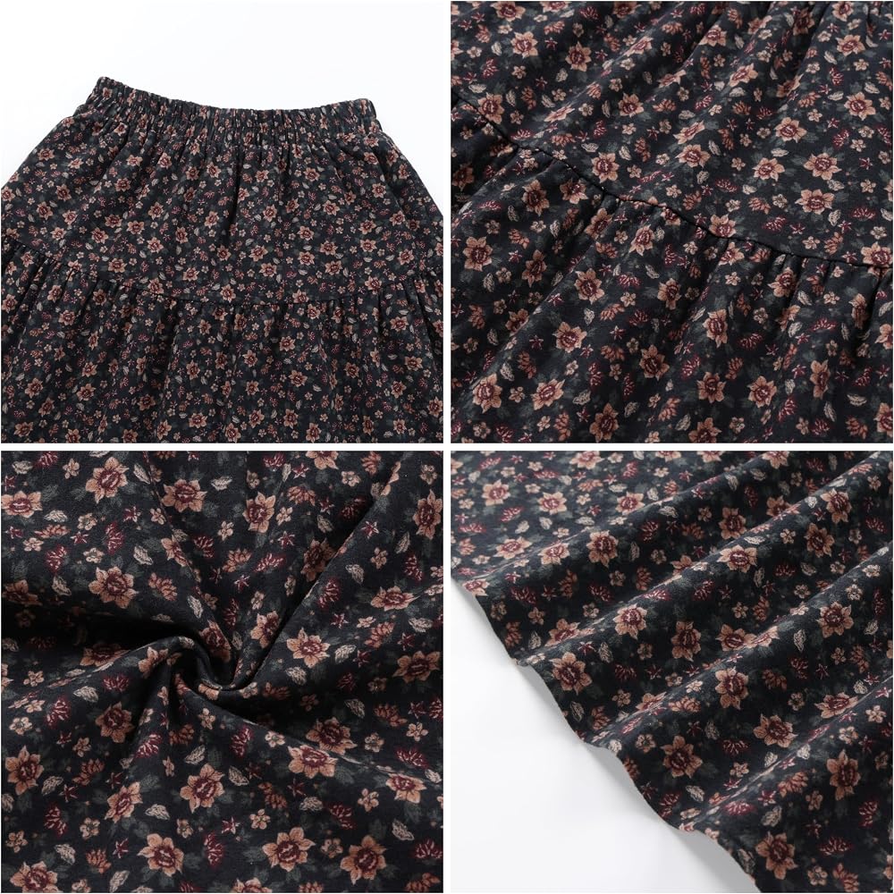 Tiered Floral Long Skirts