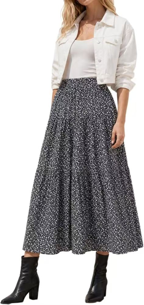 Tiered Floral Long Skirts