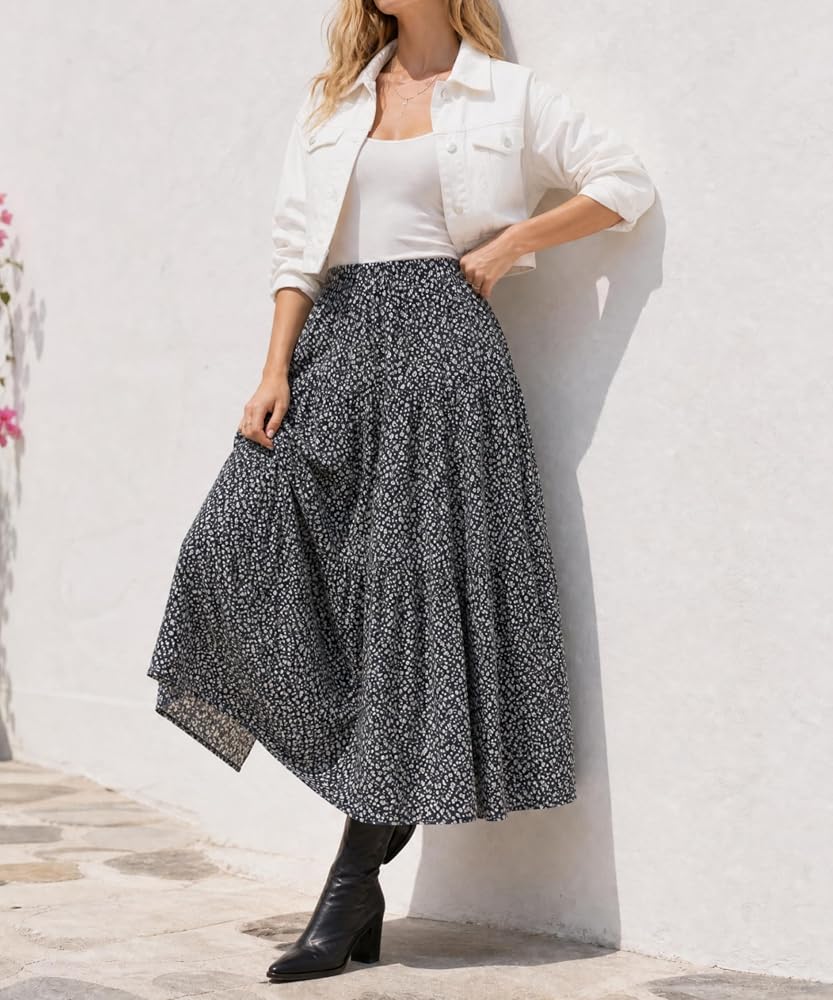 Tiered Floral Long Skirts