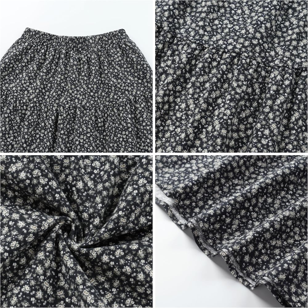 Tiered Floral Long Skirts