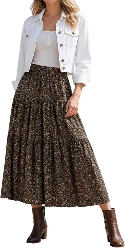 Tiered Floral Long Skirts