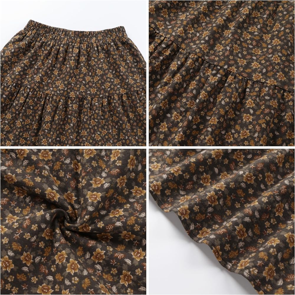 Tiered Floral Long Skirts