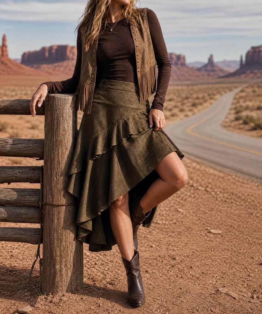 Ruffled Midi Skirt