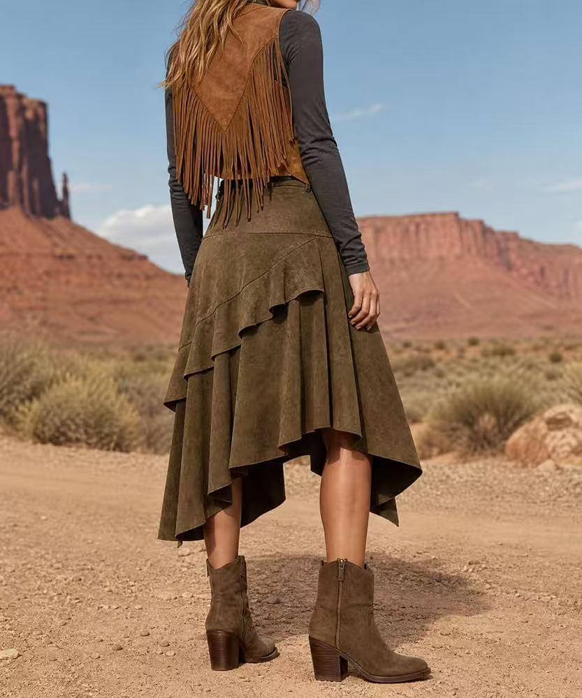 Ruffled Midi Skirt