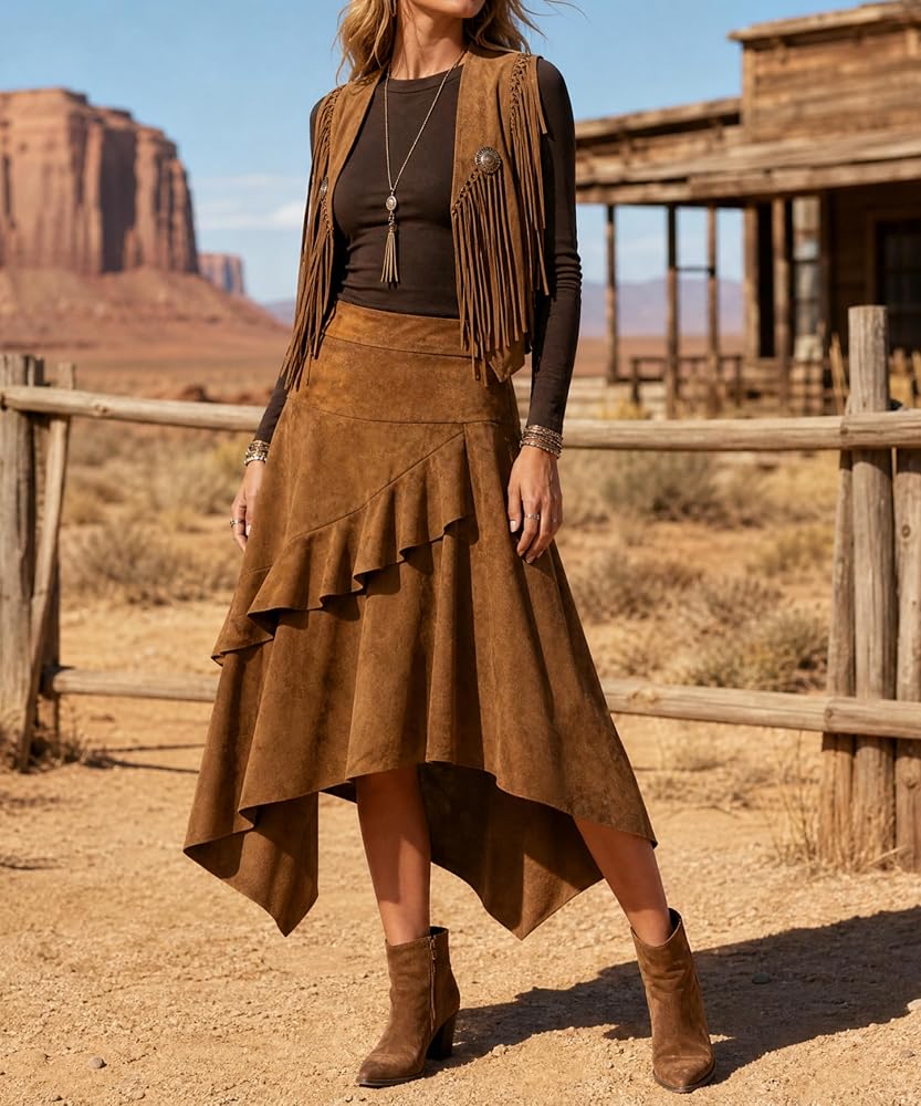 Ruffled Midi Skirt